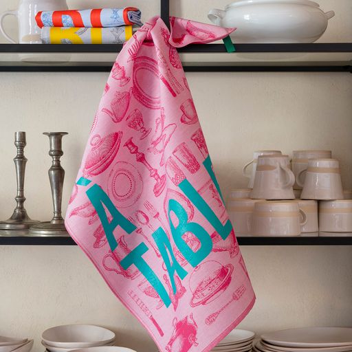 Pink À Table - Cotton Tea Towel
